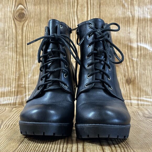 Top Moda Chunky Platform Combat Boots Black Size 9 Lug Sole Lace Up Goth Y2K - Picture 2 of 9